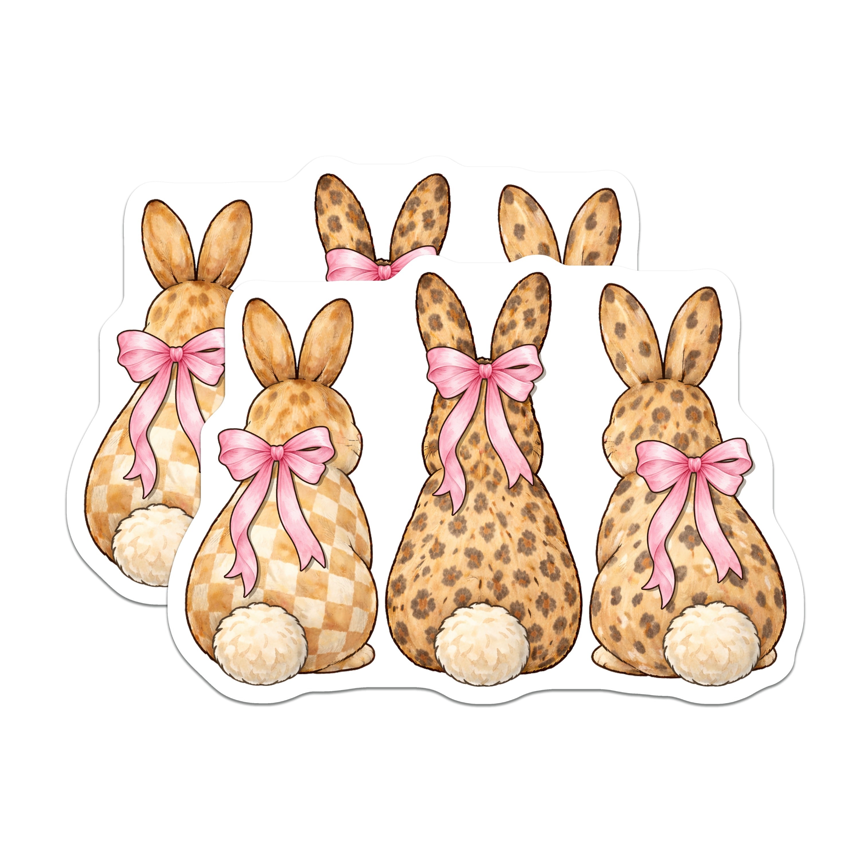 (2 Pack) Easter Bunny Magnets - Leopard Print Rabbit Decor - Farmhouse Spring Animal Theme - 5 Inches On Longest Side - Thick Durable Magnet - Made in USA - MAG39968