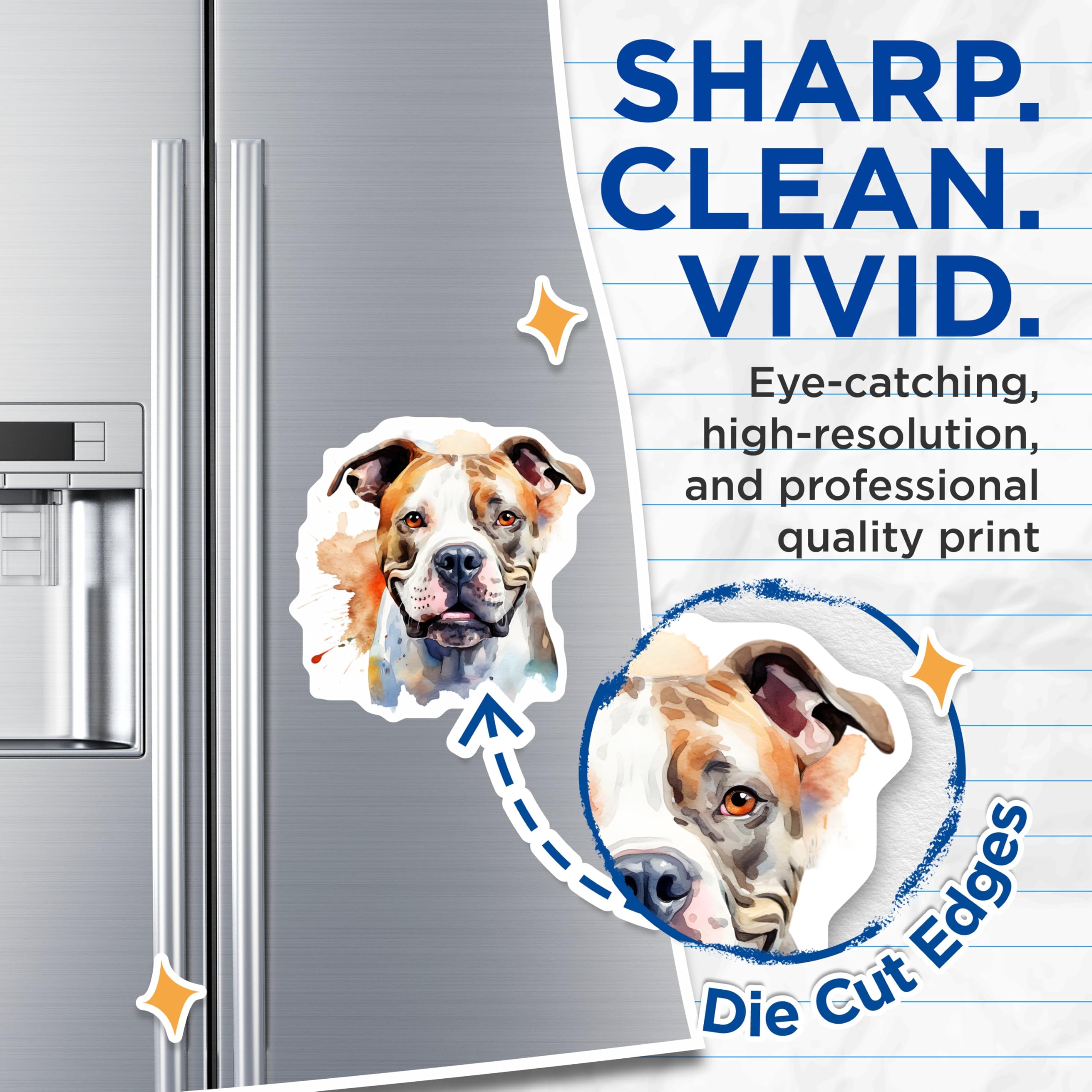 (2 Pack) American Bulldog Watercolor Magnets - Dog Lover Fridge Decor - Bully Breed Art Home - 5 Inches On Longest Side - Thick Durable Magnet - Made in USA - MAG27149