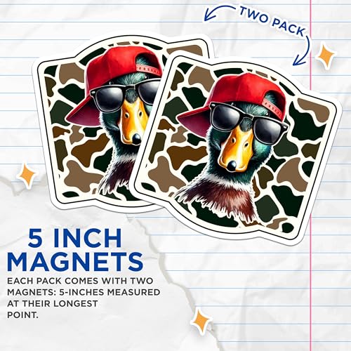 (2 Pack) Cool Duck Magnets Magnets - Hip Duck Wear - Stylish Duck Art for Fridge or Locker - 5" On Longest Side - Made in USA - Sticks to Refrigerators & Metal Surfaces - MAG8719