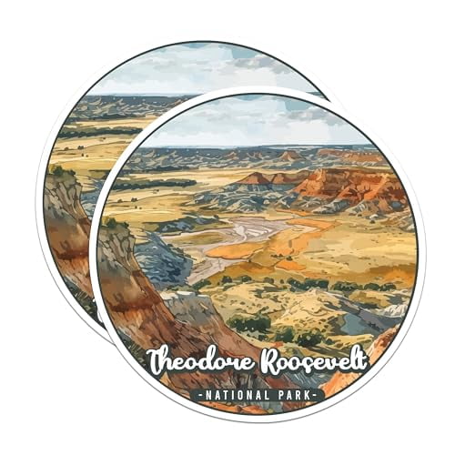 (2 Pack) Theodore Roosevelt National Park Bumper Magnet - US National Park - Choose from 63 Parks - 5" On Longest Side - Decal for Car Bumper, Laptop, Water Bottle, Wall, and Window - MAG1615