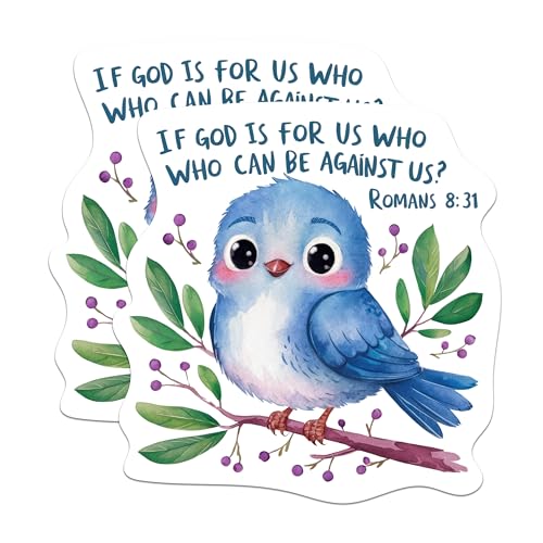 (2 Packs) If God is for Us Who Can Be Against Us Stickers - Romans 8:31 Christian Decals - 5 Inches On Longest Side - Premium Vinyl Decal - Sticks to Any Smooth Flat Surface - Made in USA - BMCS2302