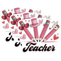 (3 Pack) Teacher Pencils Decals - Pink Pencil Decor - Valentines Day Teacher - 3 Inches On Longest Side - Easy Peel & Apply - Made in USA - 3MCS6408