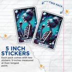 (2 Pack) The Mood Skeleton Stickers - Skull Artwork - Cosmic Skeleton Decal - Dark Aesthetic Stickers - 5" On Longest Side - Sticks to Smooth Flat Surfaces - Made in USA - BMCS5458