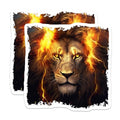 (2 Pack) Lion Flame Stickers - Animal Art Decal - Fiery Lion Head Sticker Illustration - 5" On Longest Side - Sticks to Smooth Flat Surfaces - Made in USA - BMCS4266