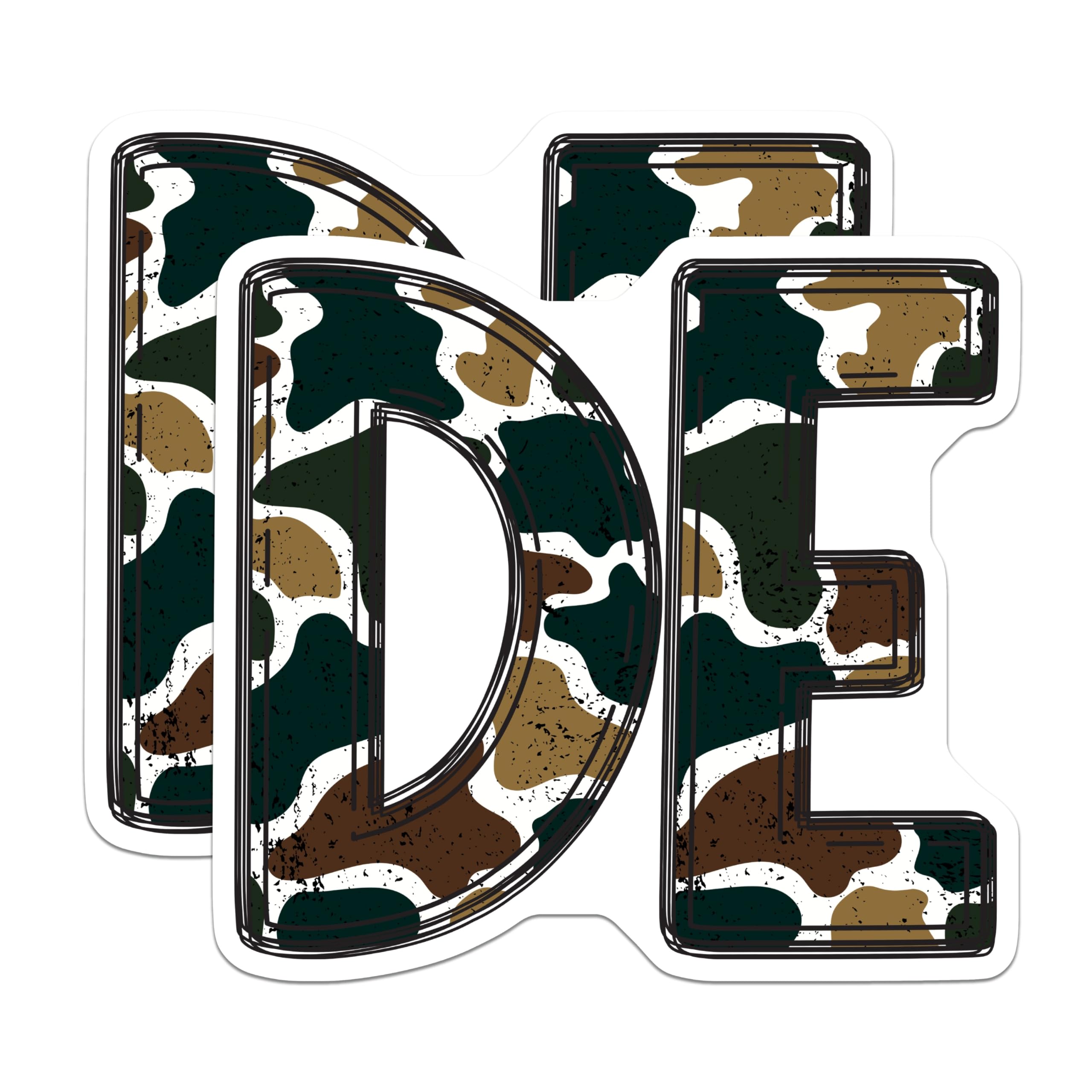 (2 Pack) Abstract Camo DE Magnets - Initial Letter Decor - Personalized Alphabet Refrigerator - 5 Inches On Longest Side - Thick Durable Magnet - Made in USA - MAG22741