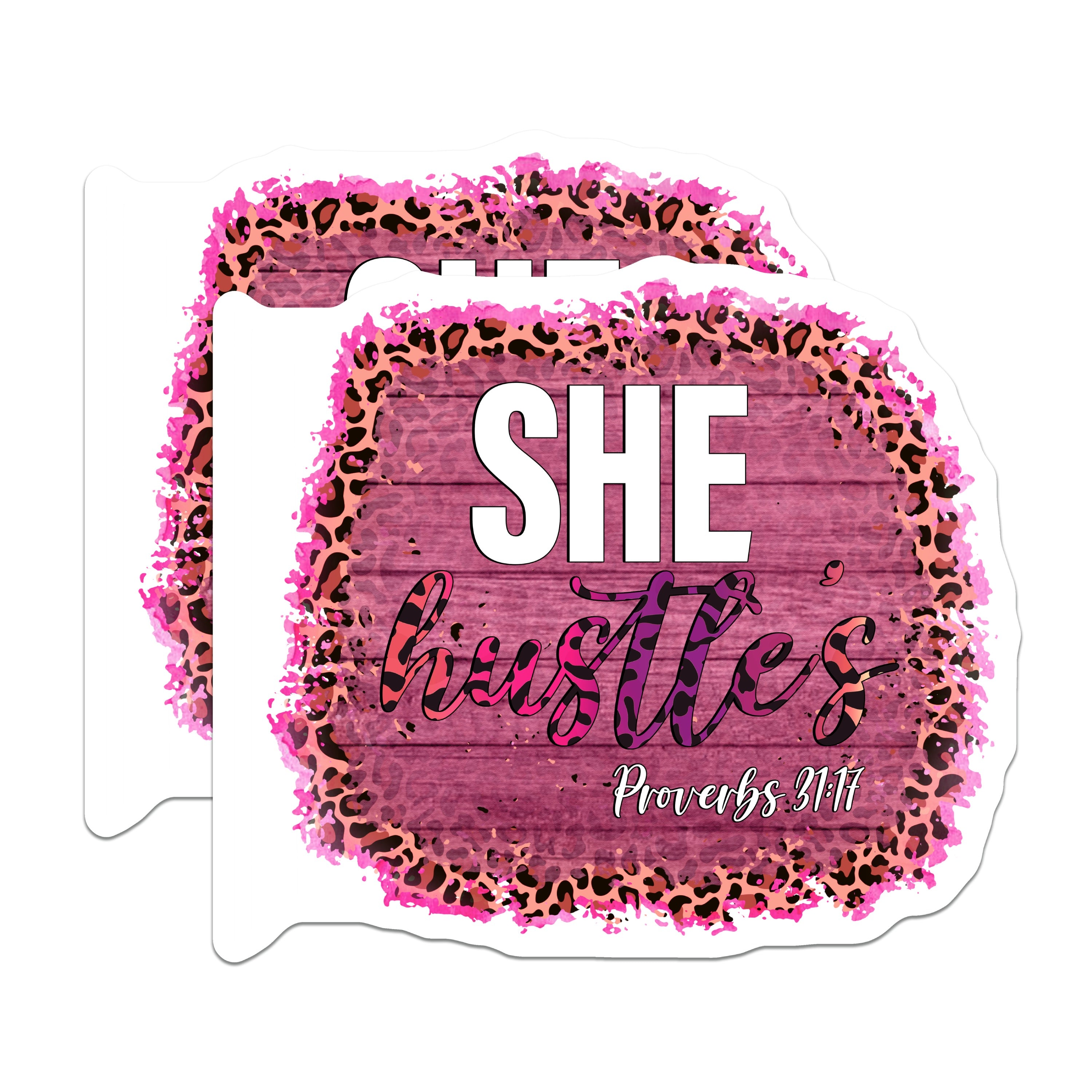 (2 Pack) She Hustles Magnets - Proverbs 31 Faith Decor - Christian Woman Entrepreneur Reminder - 5 Inches On Longest Side - Thick Durable Magnet - Made in USA - MAG39783