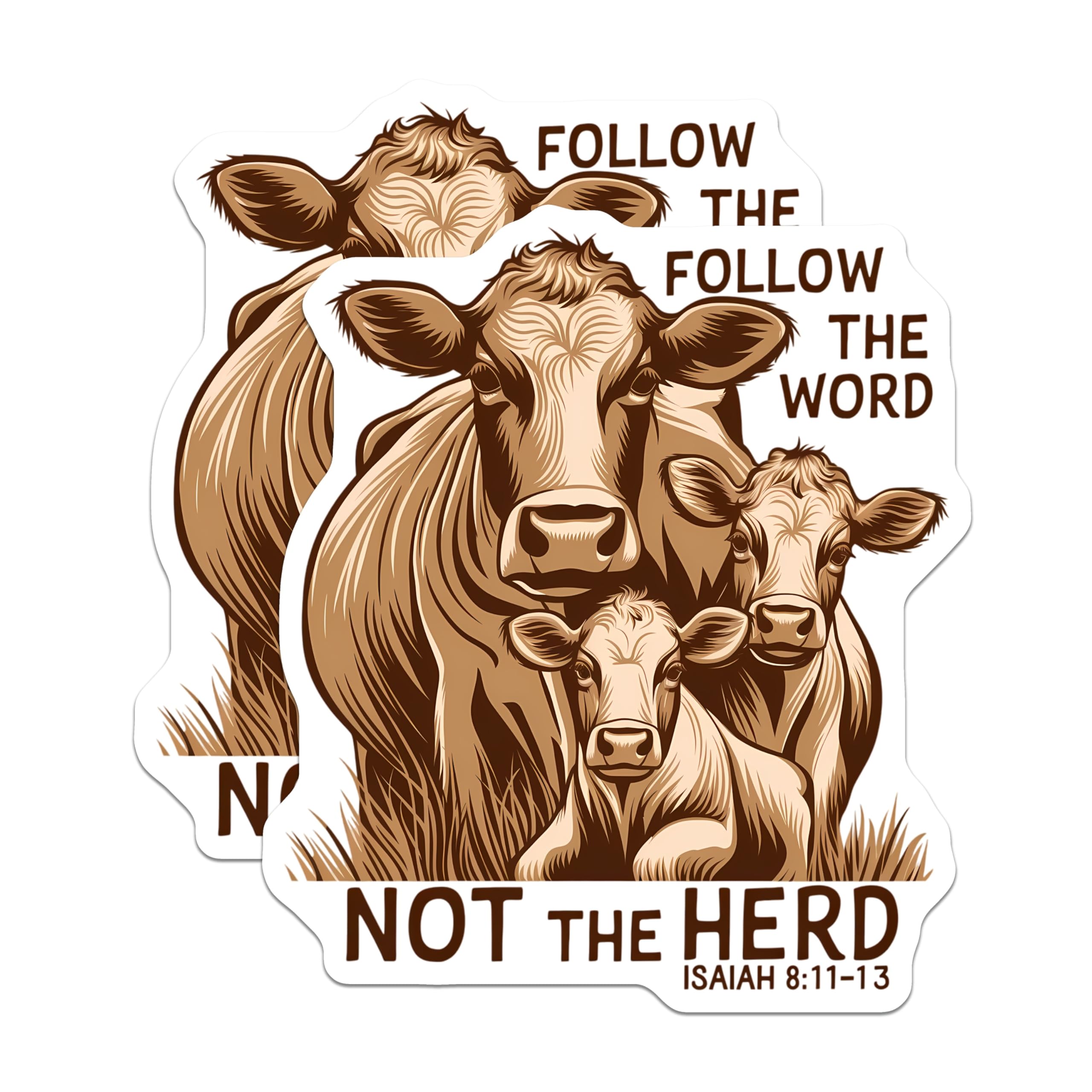 (2 Pack) Christian Faith Magnets - Follow The Word Not The Herd - Isaiah 8 11 13 Scripture Art - Religious Cow Kitchen Decor - 5 Inches On Longest Side - Thick Durable Magnet - Made in USA - MAG21760