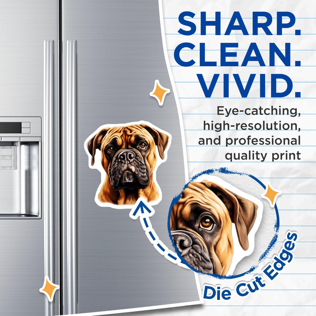 (2 Pack) Boxer Dog Head Magnets - Dog Lover Fridge Decor - Fawn Boxer Pet Owner Accessory - 5 Inches On Longest Side - Thick Durable Magnet - Made in USA - MAG27709