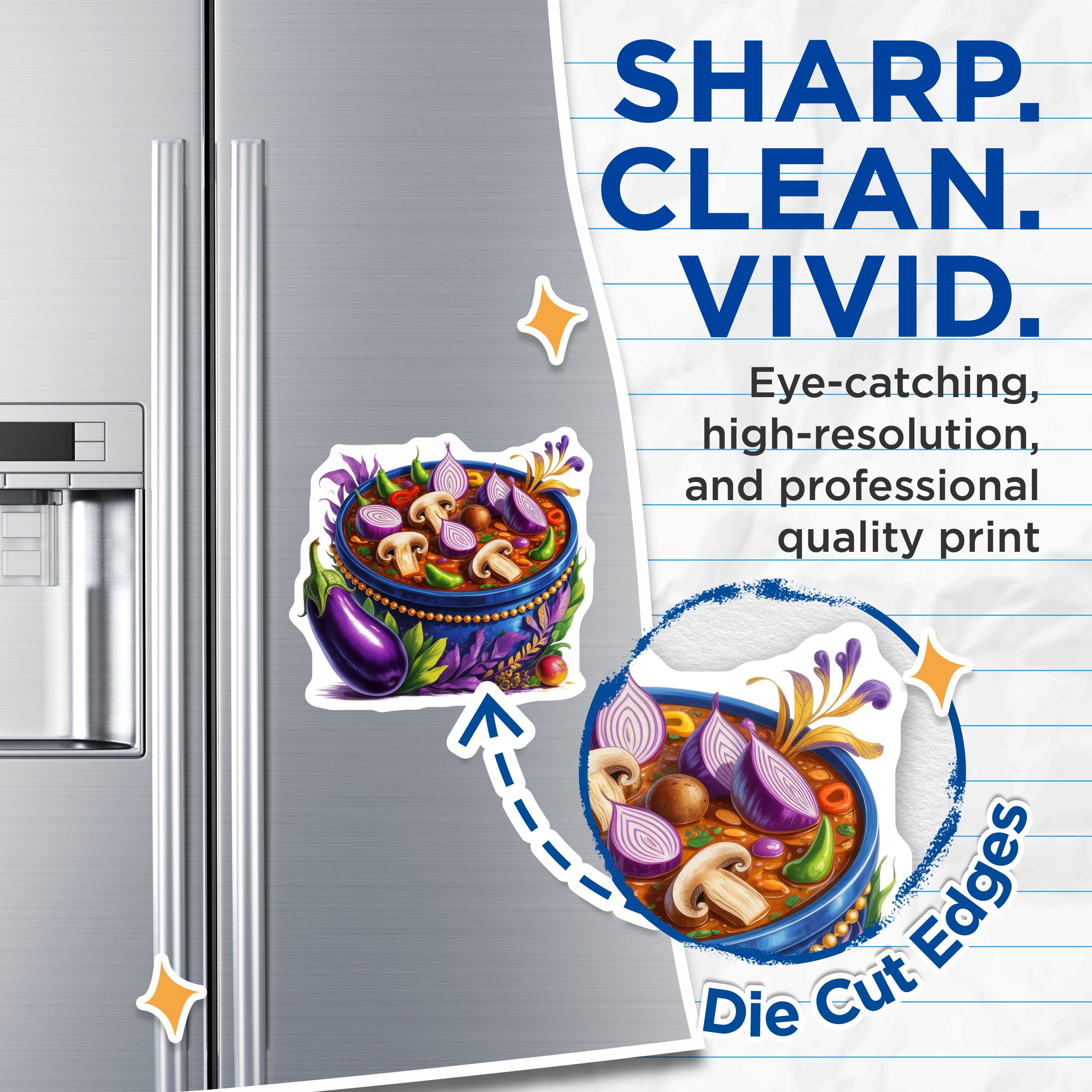 (2 Pack) Hearty Vegetable Stew Magnets - Whimsical Kitchen Decor - Gourmet Foodie Chef Fridge Art - Home Cook Idea - 5 Inches On Longest Side - Thick Durable Magnet - Made in USA - MAG36236
