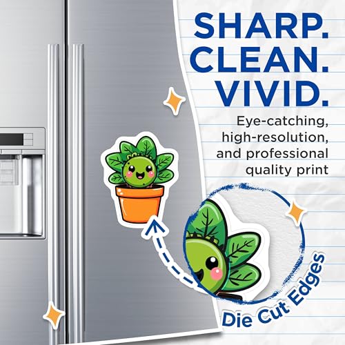 (2 Pack) Cute Plant Magnets - Kawaii Succulent - Adorable Potted Plant ation - 5" On Longest Side - for Cars, Fridges, Toolboxes - Made in USA - MAG4268