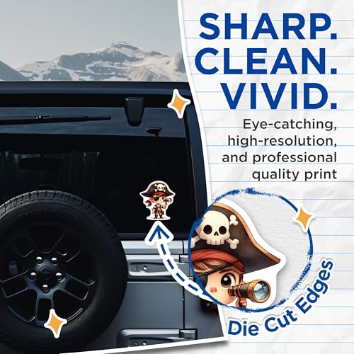 (2 Pack) Pirate Kid Stickers - Cute Pirate - Kids Room Decor - Adventure Theme Stickers - 5" On Longest Side - Sticks to Smooth Flat Surfaces - Made in USA - BMCS7208