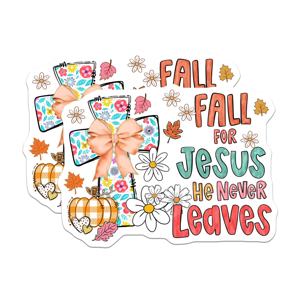 (2 Pack) Fall for Jesus Magnets - Christian Autumn Decor - Inspirational Faith Message - 5 Inches On Longest Side - Thick Durable Magnet - Made in USA - MAG24089