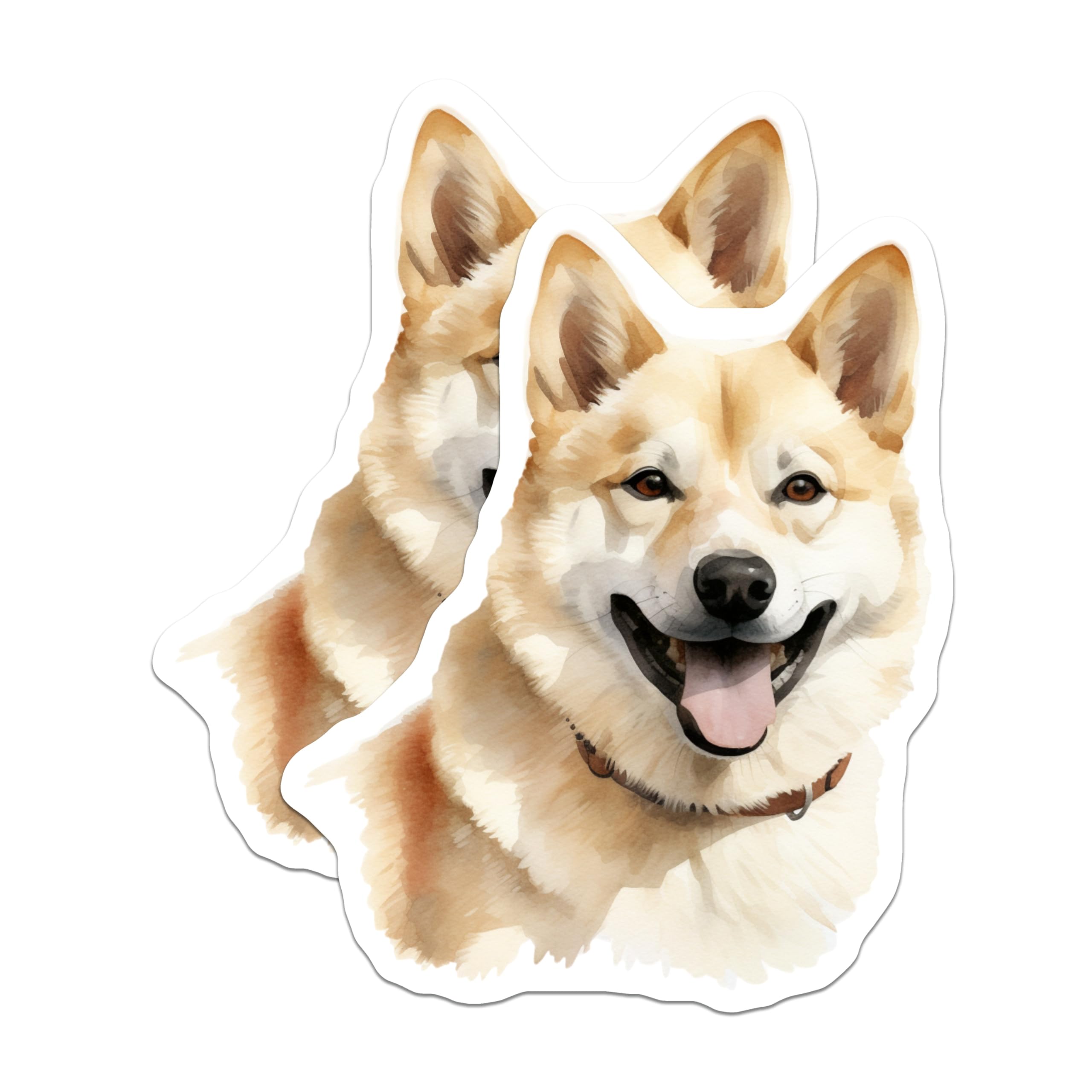 (2 Pack) Shiba Inu Dog Magnets - Cute Pet Lover Fridge Decor - Happy Animal Watercolor Art - 5 Inches On Longest Side - Thick Durable Magnet - Made in USA - MAG25269