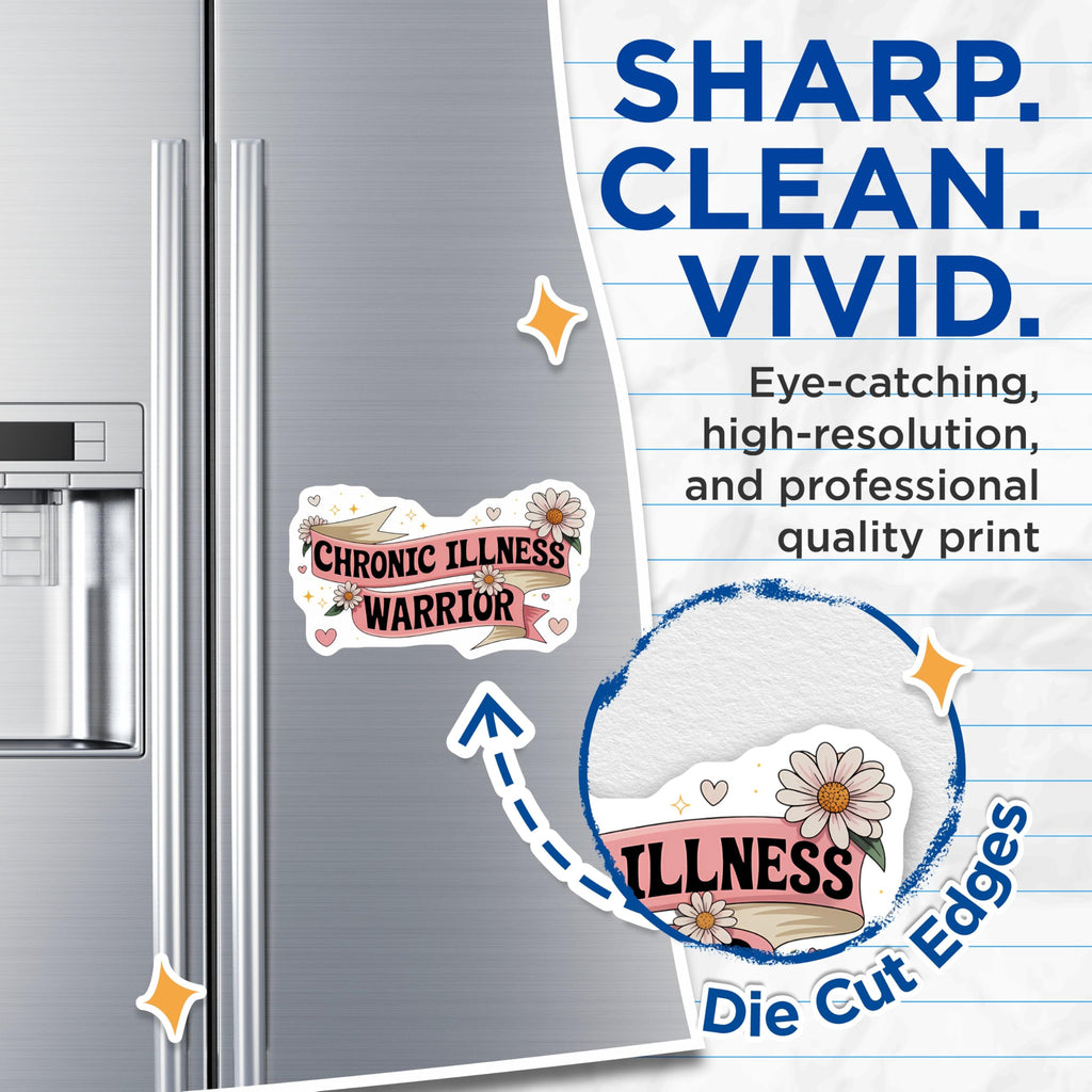 (2 Pack) Chronic Illness Warrior Magnets - Invisible Illness Support - Spoonie Awareness Decor - Health Journey Strength - 5 Inches On Longest Side - Thick Durable Magnet - Made in USA - MAG21588
