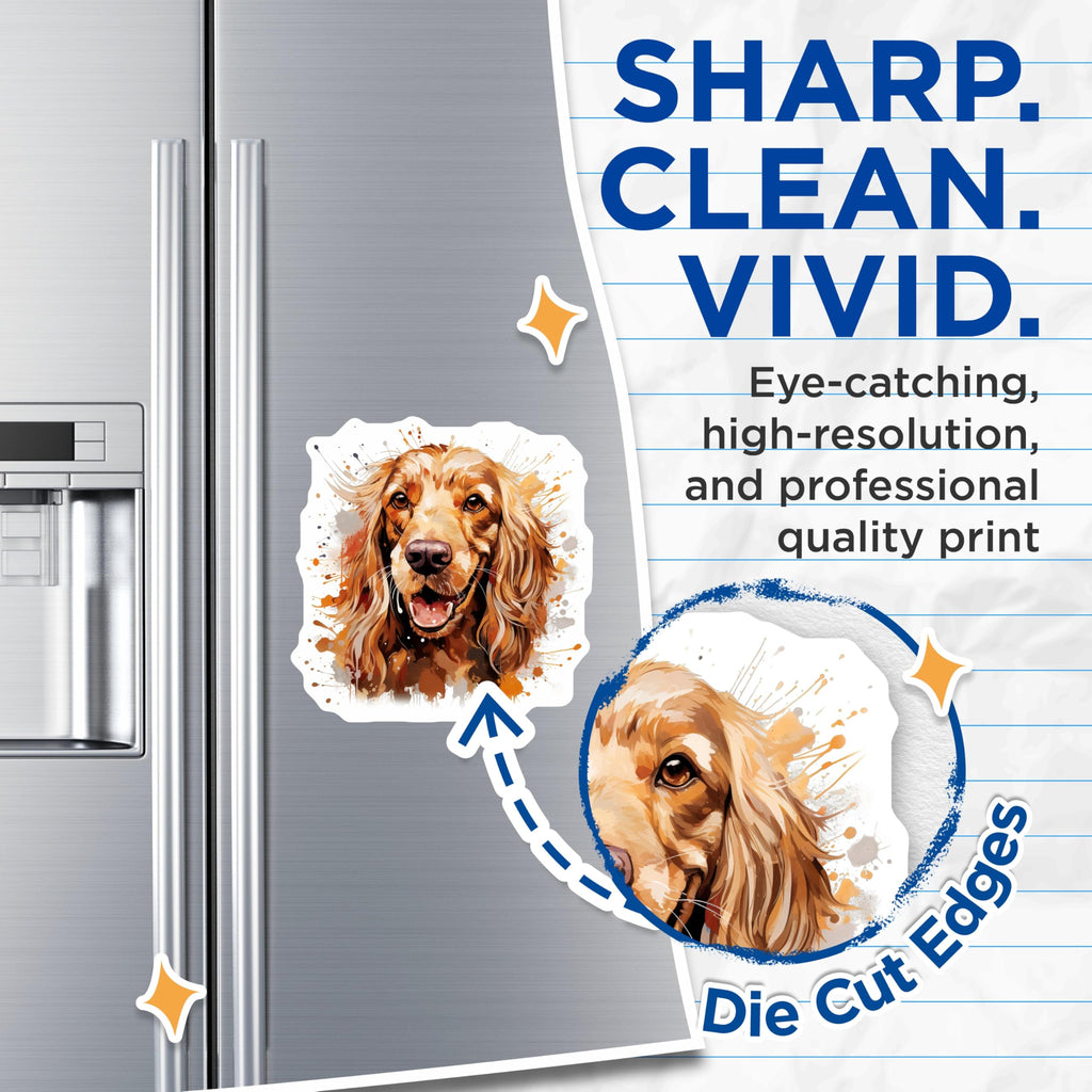 (2 Pack) Watercolor Dog Magnets - Happy Spaniel Art - Pet Lover Decor - 5 Inches On Longest Side - Thick Durable Magnet - Made in USA - MAG27919