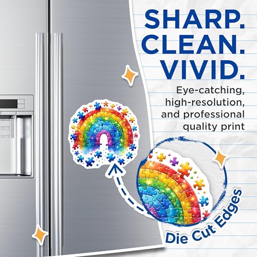 (2 Pack) Rainbow Puzzle Magnets - Fun Decor for Home Office - 5" On Longest Side - for Cars, Fridges, Toolboxes - Made in USA - MAG7899