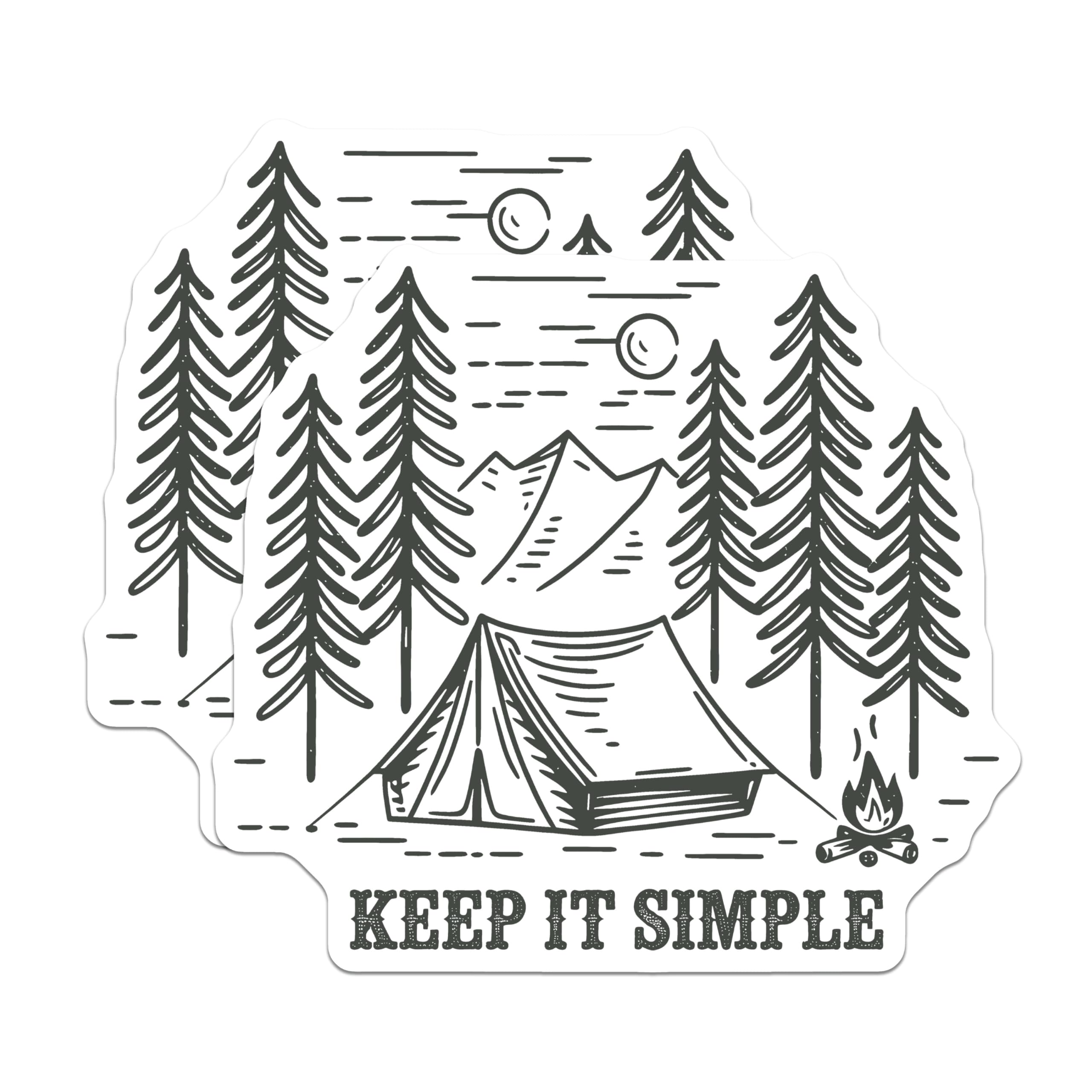 (2 Pack) Camping Scene Magnets - Tent Bonfire - Keep It Simple Decor - 5" On Longest Side - Premium Magnet - for Cars, Refrigerators, Toolboxes, Lockers - Made in USA - MAG18849