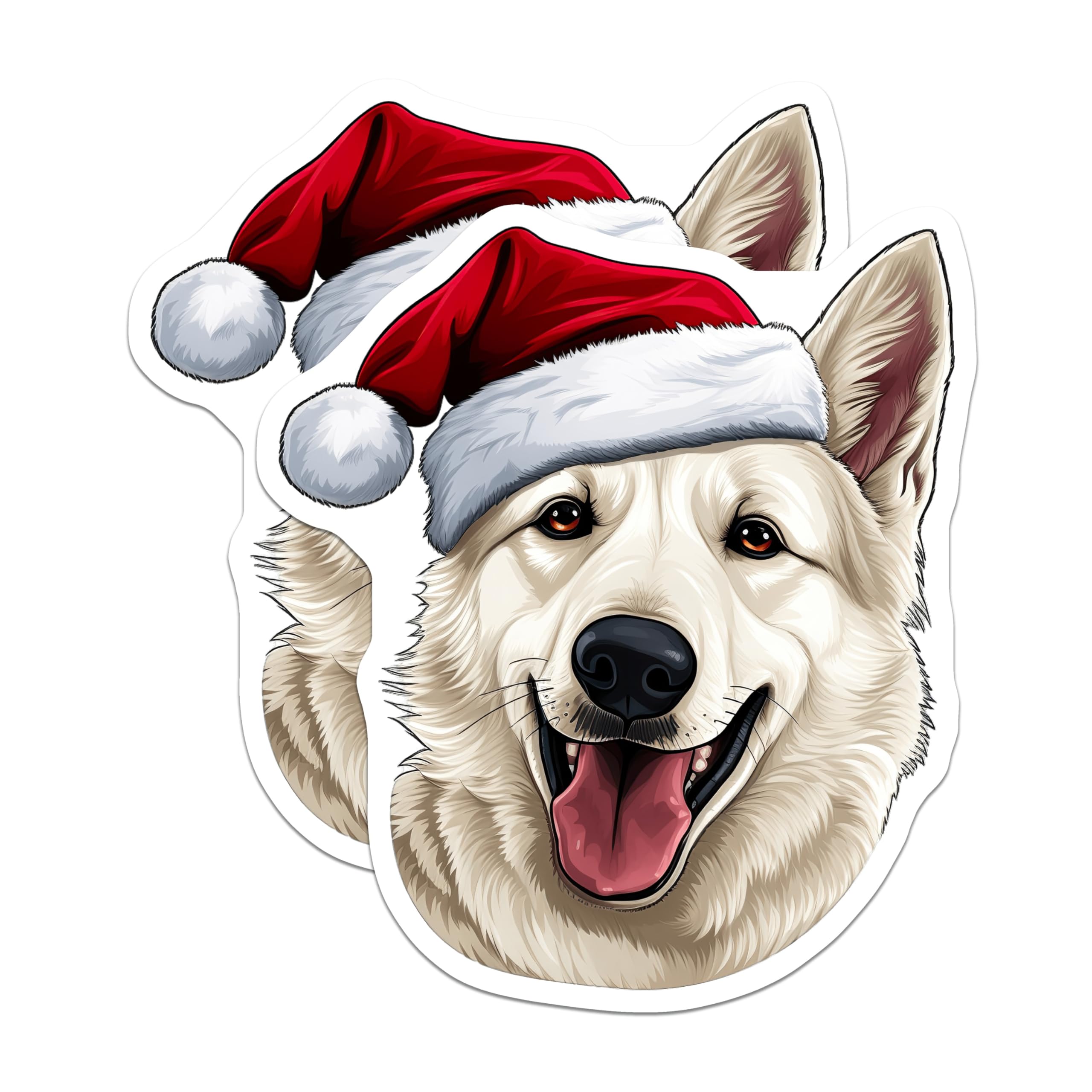 (2 Pack) White Husky Christmas Magnets - Santa Dog Refrigerator Decor - Holiday Pet Lover Present - Cute Animal Magnet - 5 Inches On Longest Side - Thick Durable Magnet - Made in USA - MAG28755