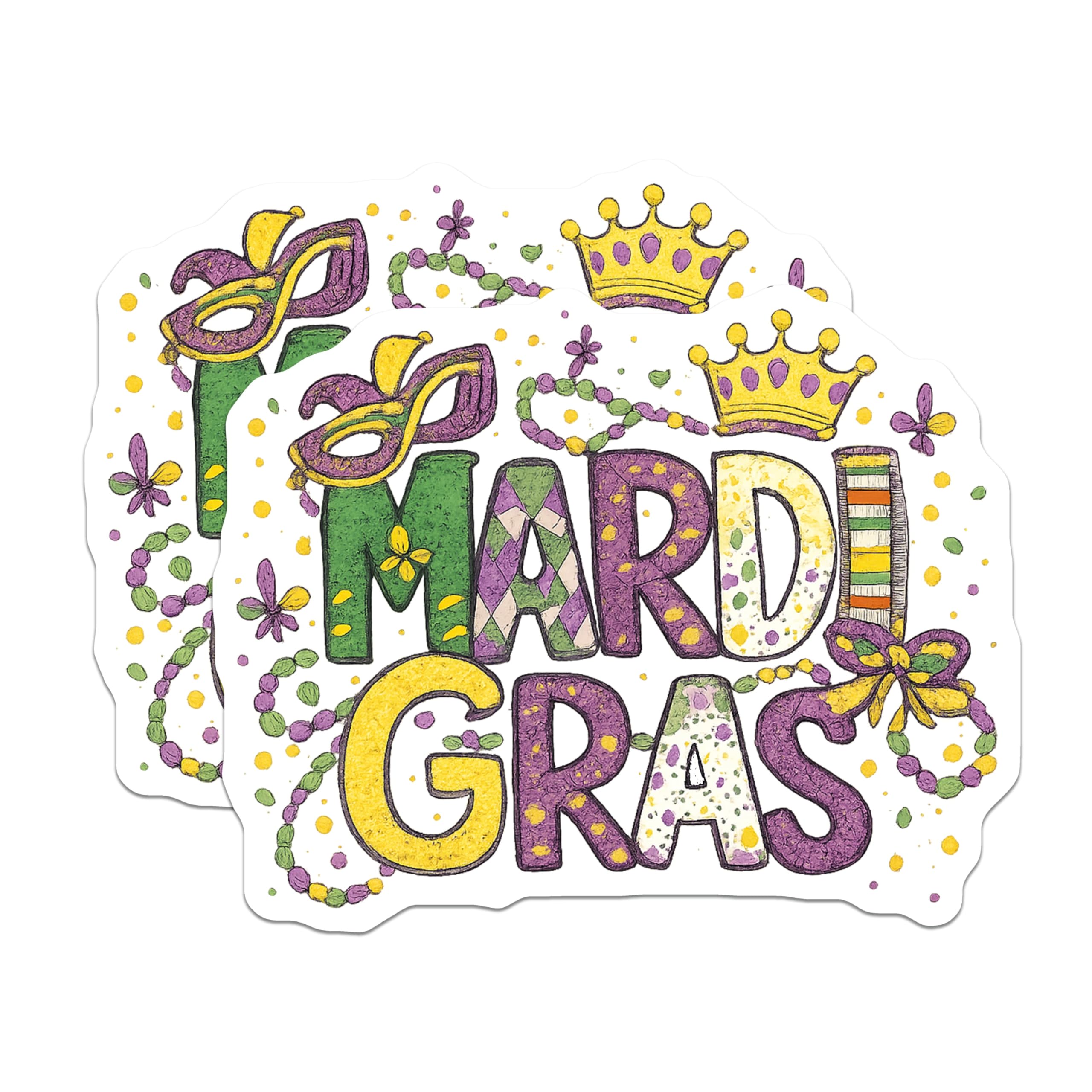 (2 Pack) Mardi Gras Magnets - Party Decor - Fridge Decoration - 5" On Longest Side - Premium Magnet - for Cars, Refrigerators, Toolboxes, Lockers - Made in USA - MAG16533