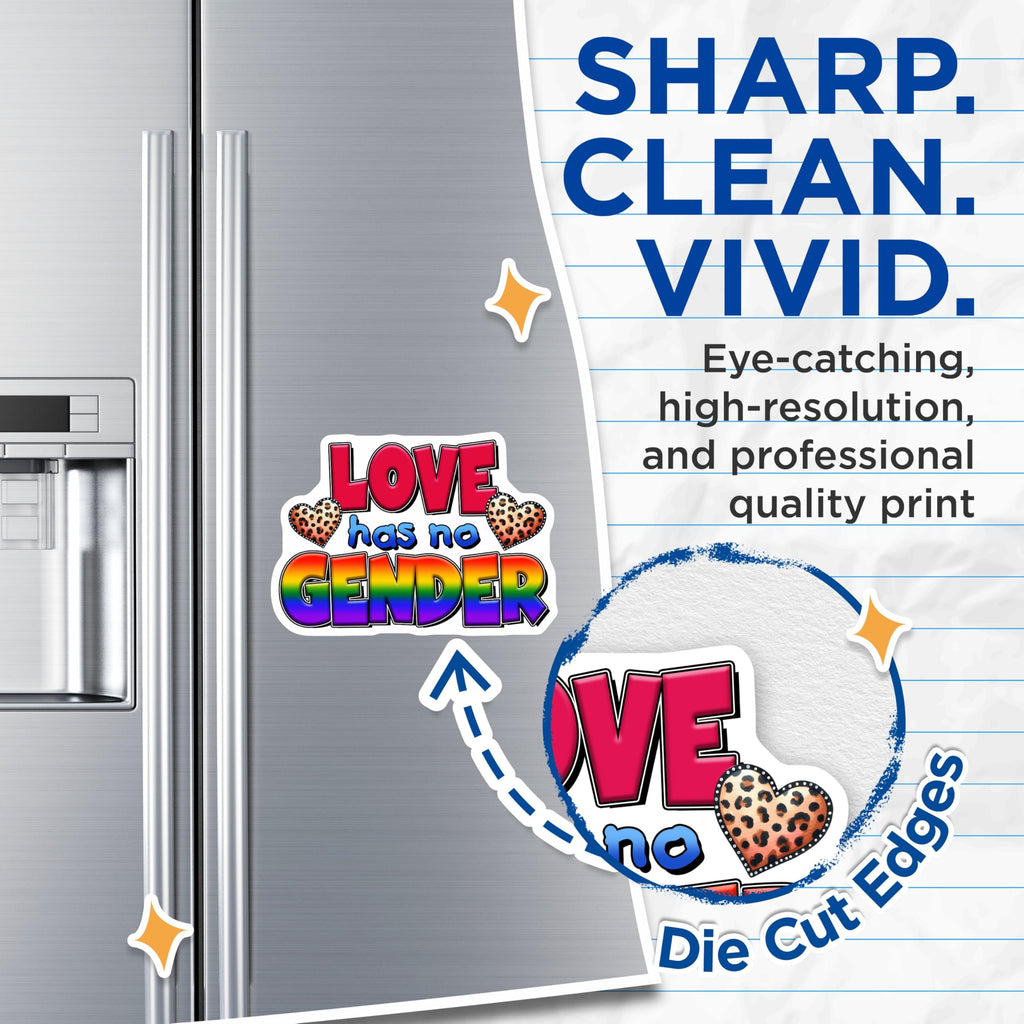 (2 Pack) Pride Magnets - LGBTQ Magnet - Love Has No Gender Magnet - 5" On Longest Side - Premium Magnet - for Cars, Refrigerators, Toolboxes, Lockers - Made in USA - MAG16664