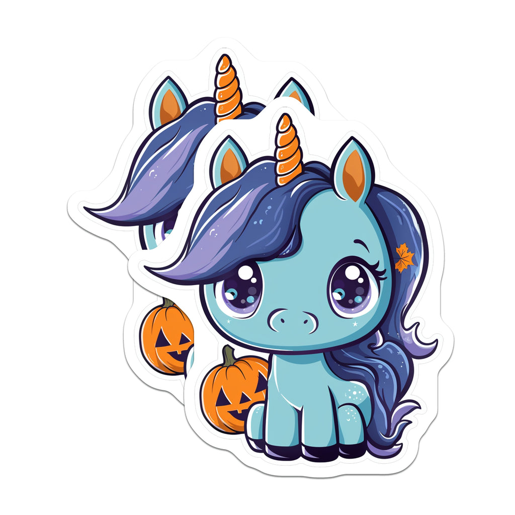 (2 Pack) Cute Halloween Unicorn Magnets - Kawaii Fantasy Decor - Jack O Lantern Autumn Refrigerator Magnets - 5 Inches On Longest Side - Thick Durable Magnet - Made in USA - MAG39219