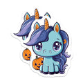 (2 Pack) Cute Halloween Unicorn Magnets - Kawaii Fantasy Decor - Jack O Lantern Autumn Refrigerator Magnets - 5 Inches On Longest Side - Thick Durable Magnet - Made in USA - MAG39219