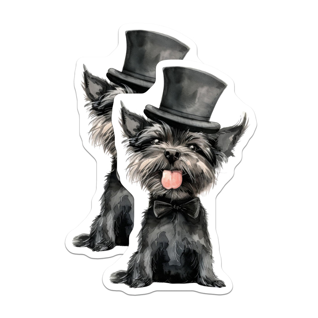 (2 Pack) Dapper Dog Magnets - Whimsical Top Hat Dog Art - Funny Pet Lover Decor - Schnauzer Terrier Refrigerator Accent - 5 Inches On Longest Side - Thick Durable Magnet - Made in USA - MAG28514