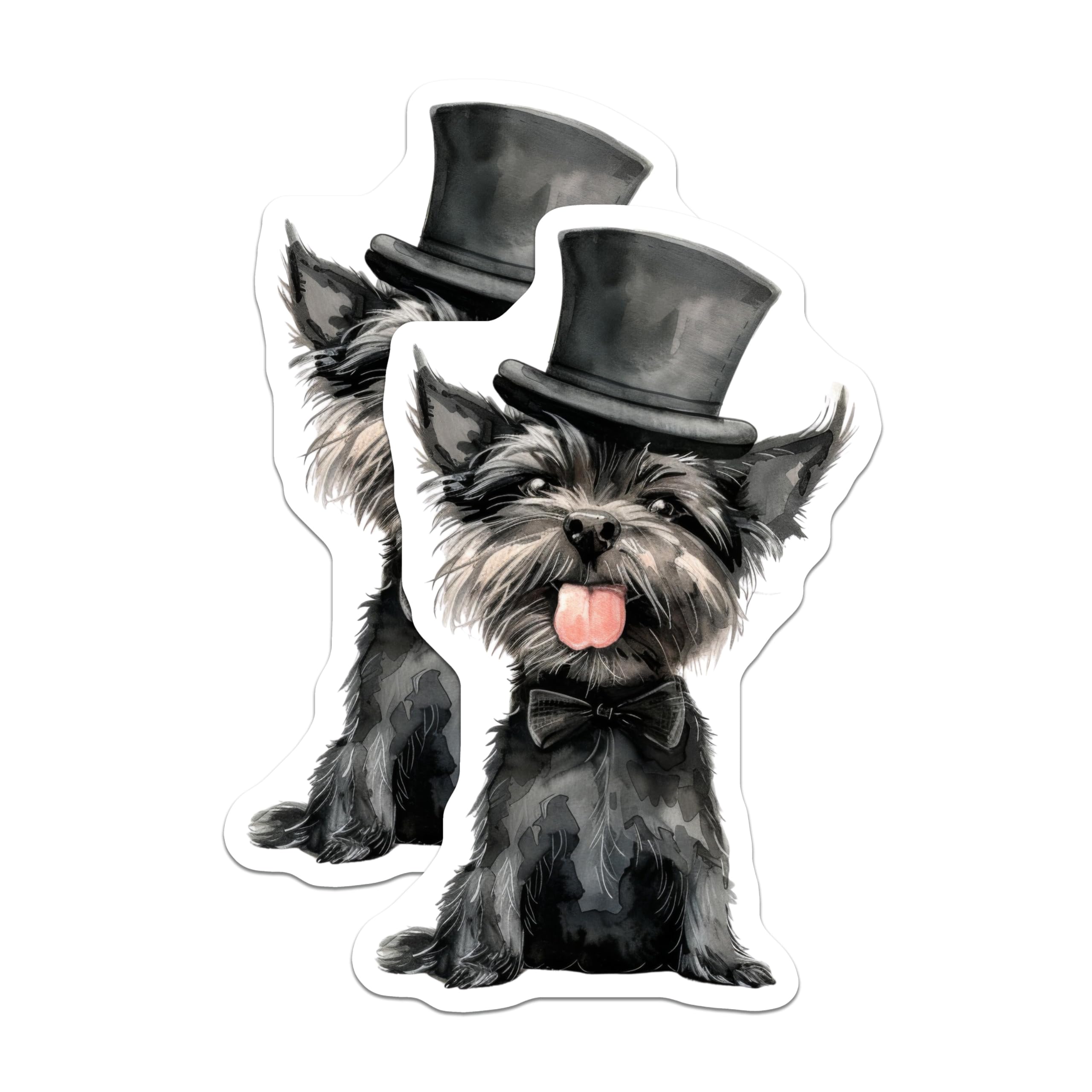 (2 Pack) Dapper Dog Magnets - Whimsical Top Hat Dog Art - Funny Pet Lover Decor - Schnauzer Terrier Refrigerator Accent - 5 Inches On Longest Side - Thick Durable Magnet - Made in USA - MAG28514