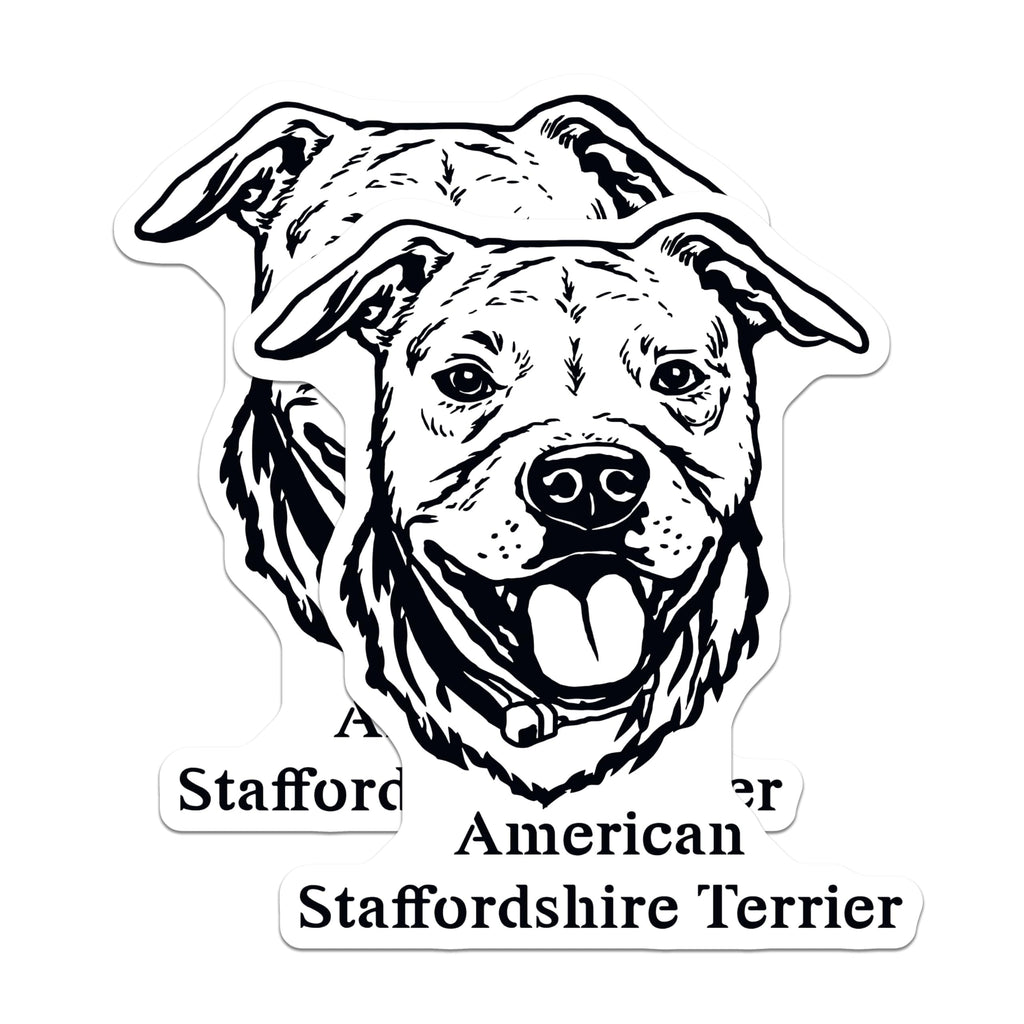 (2 Pack) American Staffordshire Terrier Stickers - Dog Breed Decal - Pet Lover Car Bumper Sticker - 5" On Longest Side - Sticks to Smooth Flat Surfaces - Made in USA - BMCS4016