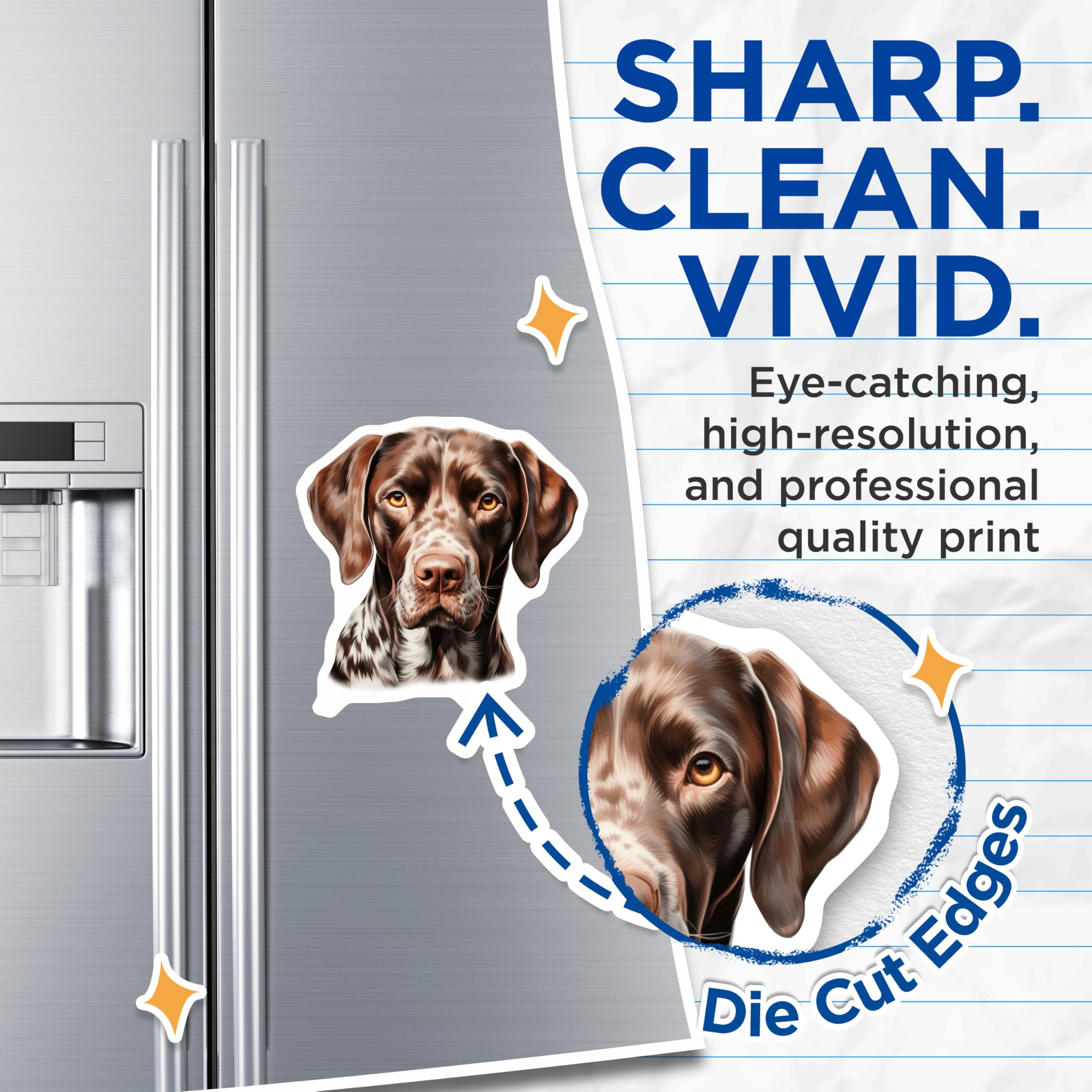 (2 Pack) German Shorthaired Pointer Magnets - GSP Dog Artwork - Pet Parent Home Decor - 5 Inches On Longest Side - Thick Durable Magnet - Made in USA - MAG26766