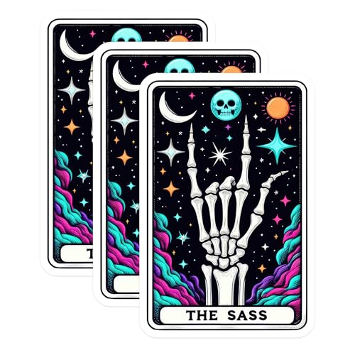 (3 Pack) The Sass Decals - Funny Sarcastic Decal - Tarot Card Decal - 3 Inches On Longest Side - Easy Peel & Apply - Made in USA - 3MCS4260