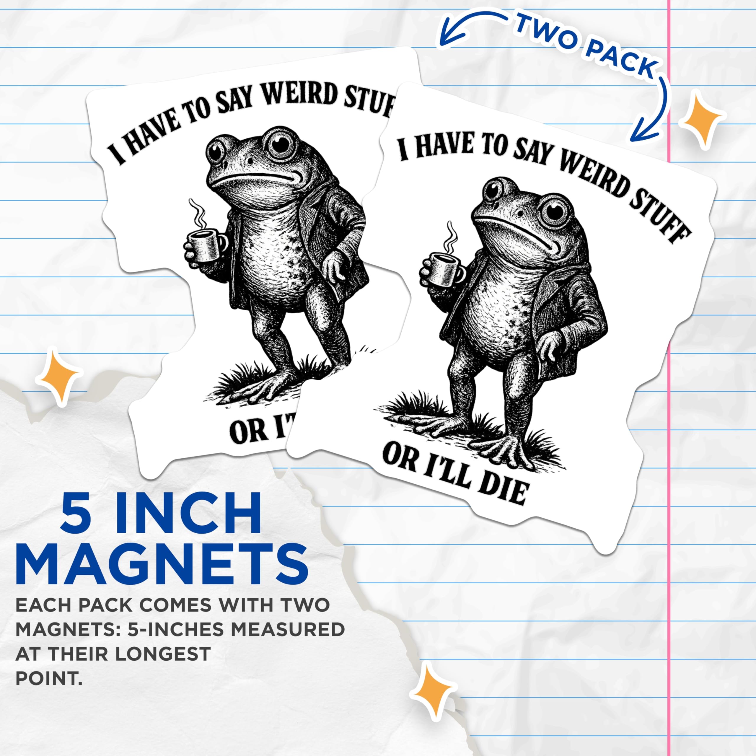 (2 Pack) Funny Frog Magnets - Quirky Quote Fridge Magnets - Introvert Coffee Lover Decor - Weird Stuff Expression Art - 5 Inches On Longest Side - Thick Durable Magnet - Made in USA - MAG22493