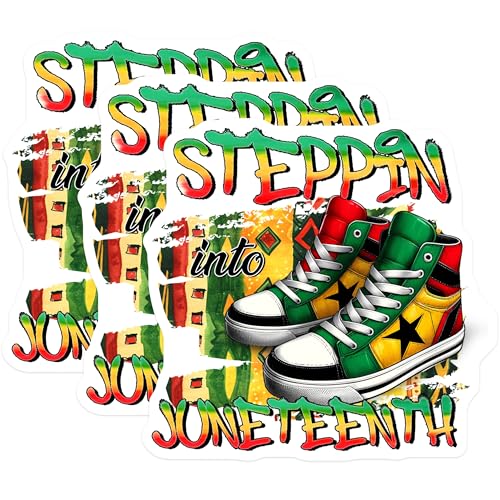 (3 Pack) Juneteenth Decals - African American Pride - Black History Sneakers - 3 Inches On Longest Side - Easy Peel & Apply - Made in USA - 3MCS6606