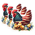 (3 Pack) American Chicken Decals - USA Flag Patriotic - Baby Chicks Laptop Decor- 3 Inches On Longest Side - Easy Peel & Apply - Made in USA - 3MCS5260