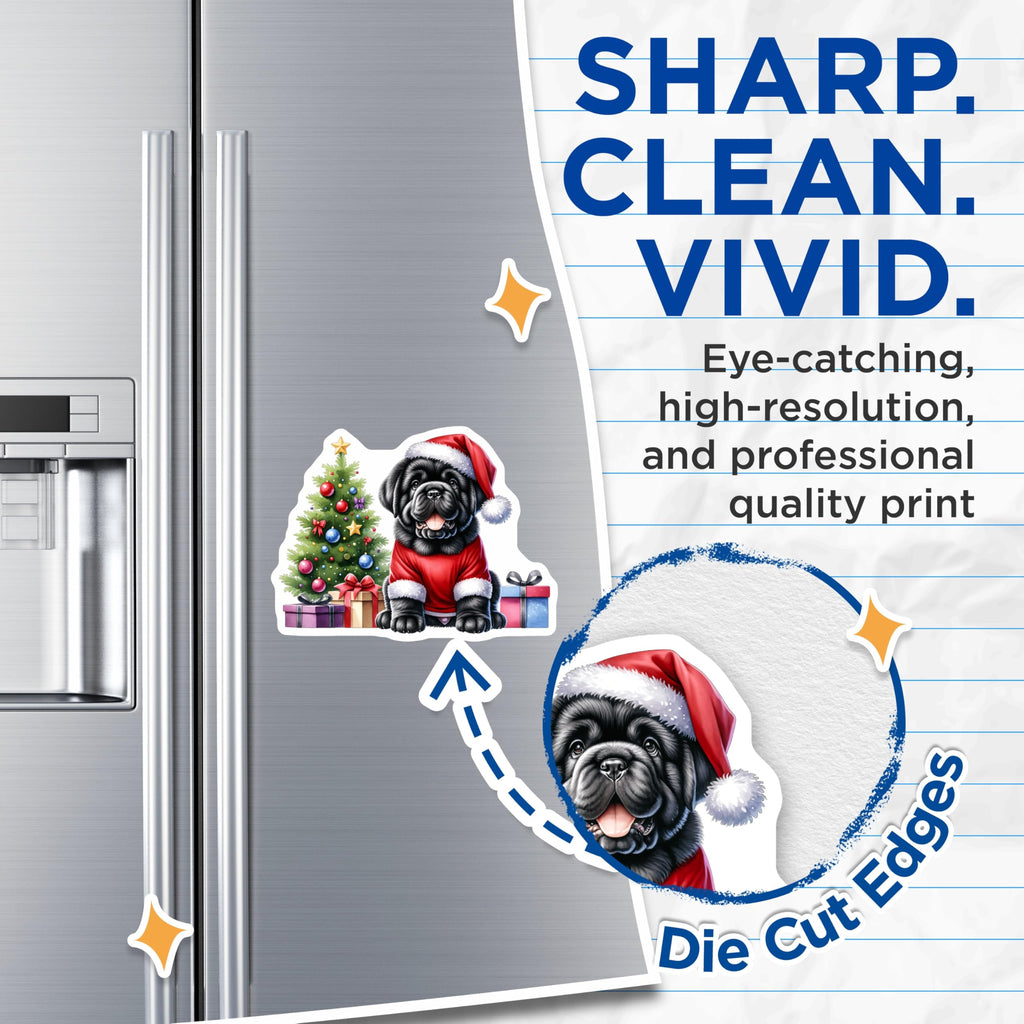 (2 Pack) Cute Christmas Puppy Magnets - Santa Hat Dog Art - Holiday Kitchen Refrigerator Accents - 5 Inches On Longest Side - Thick Durable Magnet - Made in USA - MAG27644