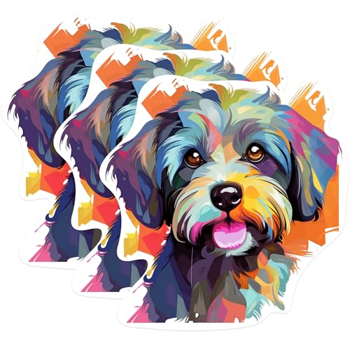 (3 Pack) Havanese Dog Decals - Colorful Dog - Laptop Decal - 3 Inches On Longest Side - Easy Peel & Apply - Made in USA - 3MCS0746