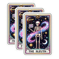 (3 Pack) Sleuth Skeleton Decals - Tarot Card Stickers - Celestial Detective Decals - 3 Inches On Longest Side - Easy Peel & Apply - Made in USA - 3MCS4266