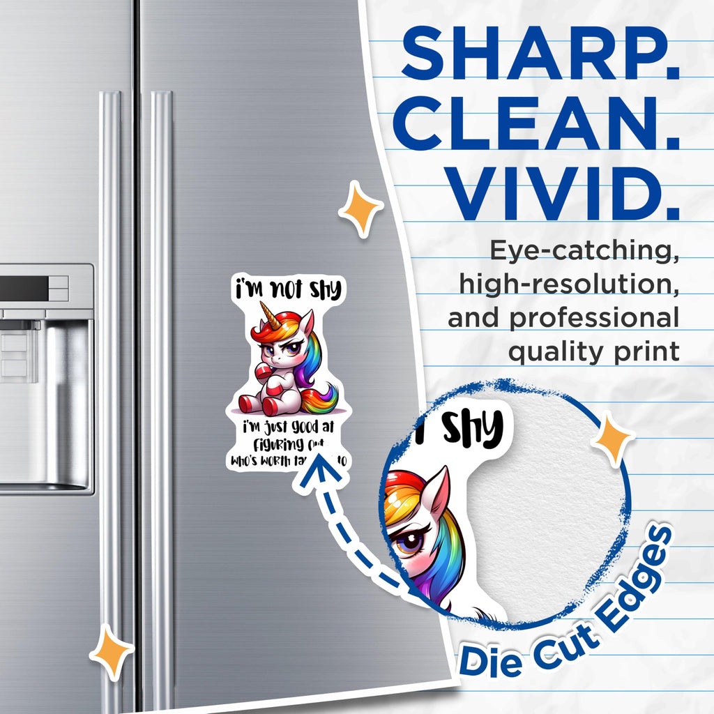 (2 Pack) Sassy Unicorn Magnets - Introvert Attitude - Funny Quote Magnets for Fridge - 5" On Longest Side - Premium Magnet - for Cars, Refrigerators, Toolboxes, Lockers - Made in USA - MAG16468
