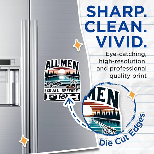 (2 Pack) All Men Equal Before Fish Magnets - Fishing Enthusiast Magnets - Fisherman Decor Magnets- 5" On Longest Side - for Fridges, Toolboxes, Cars - Made in USA - MAG2631