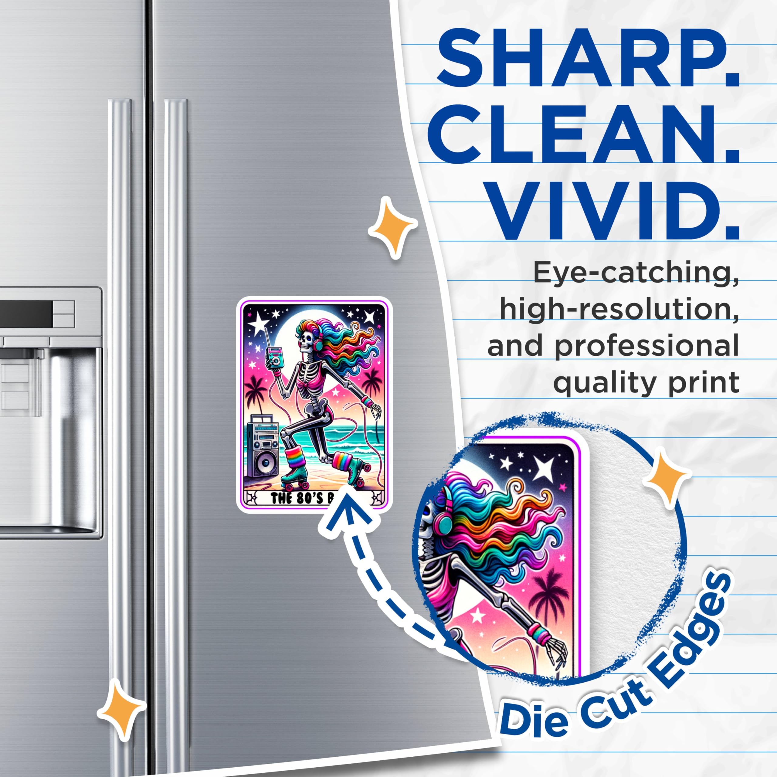 (2 Packs) The 80s Baby Tarot Card Magnets - Mystical 80s Retro Tarot Card Magnets - 5 Inches On Longest Side - Premium Magnet - for Fridges, Toolboxes, Cars - Made in USA - MAG2536