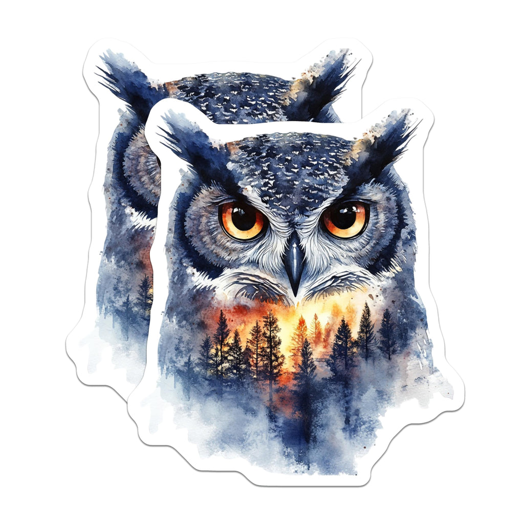 (2 Pack) Owl Face Magnets - Forest Scene Artwork - Home Decor - 5" On Longest Side - Premium Magnet - for Cars, Refrigerators, Toolboxes, Lockers - Made in USA - MAG14267