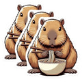 (3 Pack) Capybara Ramen Decals - Laptop Decals - Cute Rodent Stickers - 3 Inches On Longest Side - Easy Peel & Apply - Made in USA - 3MCS8670