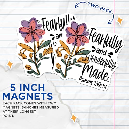 (2 Pack) Motivational Quotes Magnet - Biblical Verses - 5" On Longest Side - Sticks to Smooth Flat Surfaces - Made in USA - MAG9580