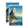 (2 Pack) Gibraltar Magnets - Vintage Travel Poster - Europe Landmark Souvenir - 5" On Longest Side - Premium Magnet - for Cars, Refrigerators, Toolboxes, Lockers - Made in USA - MAG17416
