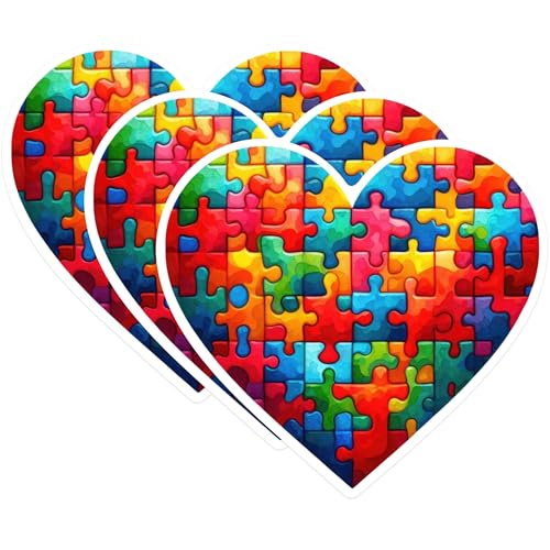 (3 Pack) Autism Awareness Decals - Puzzle Heart Decal - Laptop Autism Decal - 3 Inches On Longest Side - Easy Peel & Apply - Made in USA - 3MCS0588
