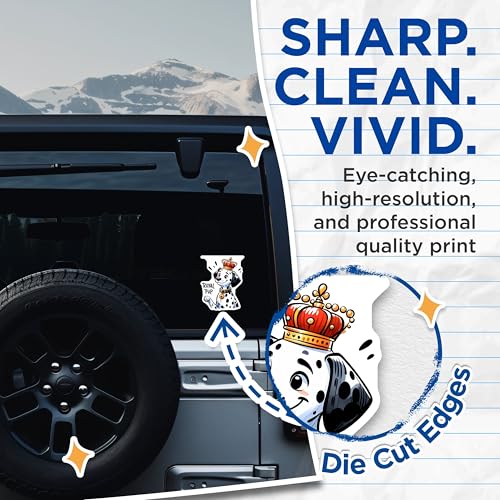 (2 Pack) Royal Pup Stickers - Dalmatian Dog Stickers - Cute Pet Stickers for Kids and Adults - Animal Themed Stickers - 5" On Longest Side - Sticks to Smooth Flat Surfaces - Made in USA - BMCS3652