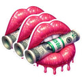 (3 Pack) Money Lips Decals - Hundred Dollar Bill - Laptop Decals - 3 Inches On Longest Side - Easy Peel & Apply - Made in USA - 3MCS0567