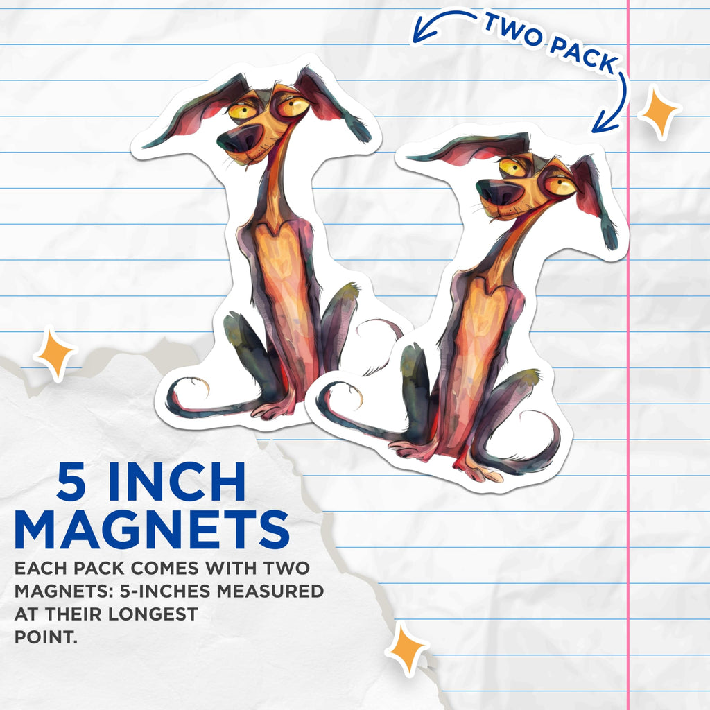 (2 Pack) Watercolor Dog Magnets - Whimsical Pet Art - Unique Dog Lover Display - Fridge Locker Decor - 5 Inches On Longest Side - Thick Durable Magnet - Made in USA - MAG29894