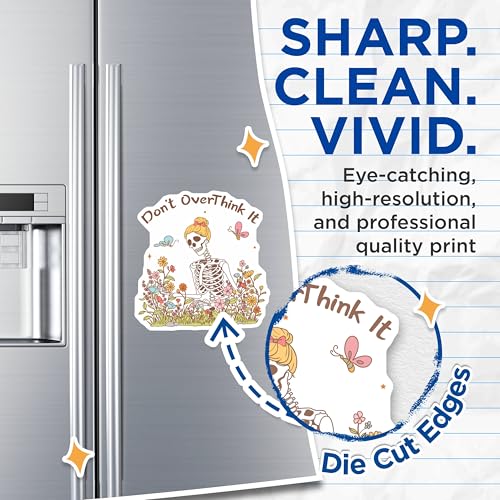 (2 Pack) Don't Overthink It Magnets - Skeleton Cute - Motivational Quote - Garden Decor - Inspirational Magnets - 5" On Longest Side - for Cars, Fridges, Toolboxes - Made in USA - MAG6697