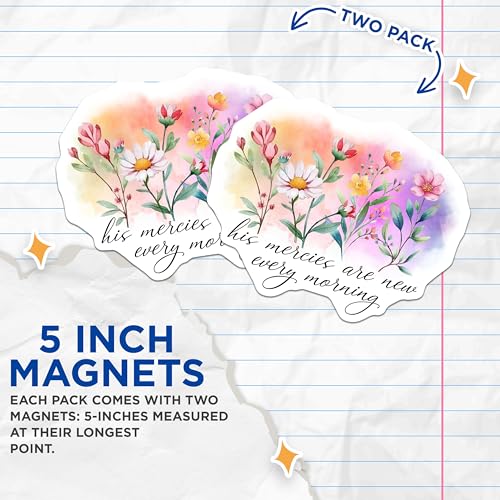 (2 Pack) Inspirational Quote Magnets Magnets - Floral Design - Positive Affirmation - 5" On Longest Side - Made in USA - Sticks to Refrigerators & Metal Surfaces - MAG8575